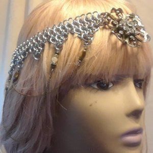 Handmade Chainmail Headpiece Floral Drape Z599